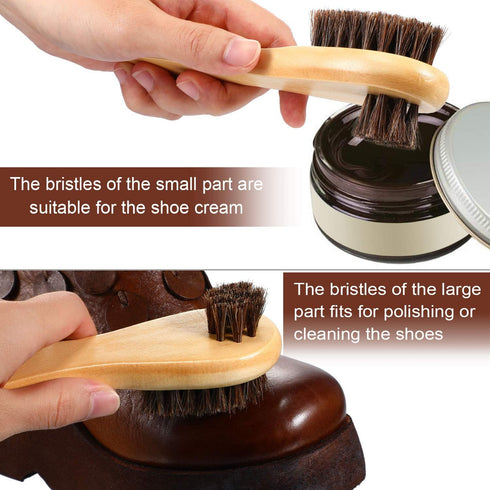 4 Pieces Horsehair Shine Shoes Brush kit Polish Dauber Applicators (D)...