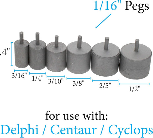 The Beadsmith Wig Jig Delphi Pegs – Wire Elements Small Sizes, 6 Pieces, Nylon with Metal Pins, 3/16, 1/4, 5/16, 3/8, 7/16 & 1/2 Inch Sizes - Used...