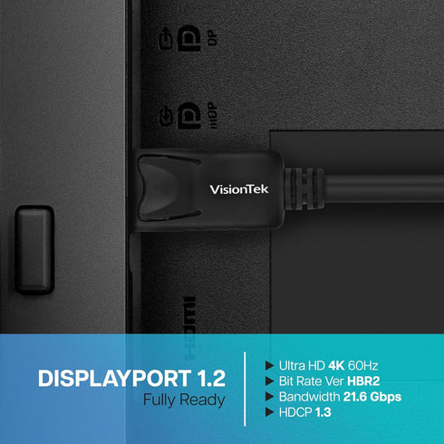 Visiontek DisplayPort to DisplayPort (M/M) 2 Meter Cable (901211)...