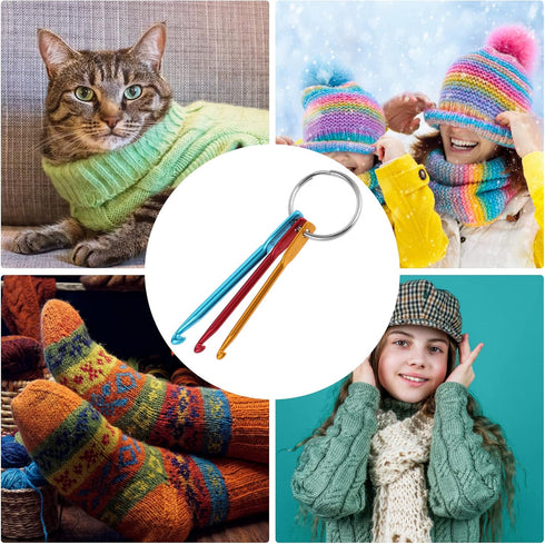WLLHYF 6 Pcs Crochet Hook Keychain 3/4/5mm Portable Crochet Keychains Kit Mini Creative Keychains Zinc Alloy Key Chain DIY Crafts Knitting Needle ...