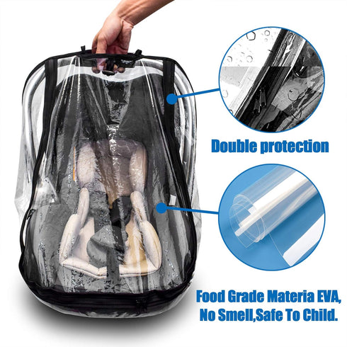 Car Seat Rain Cover,Food Grade EVA,Universal Car Seat Rain,Waterproof, Windproof Protection,Protect from Dust Snow,Rain Cover Features Quick-Acces...