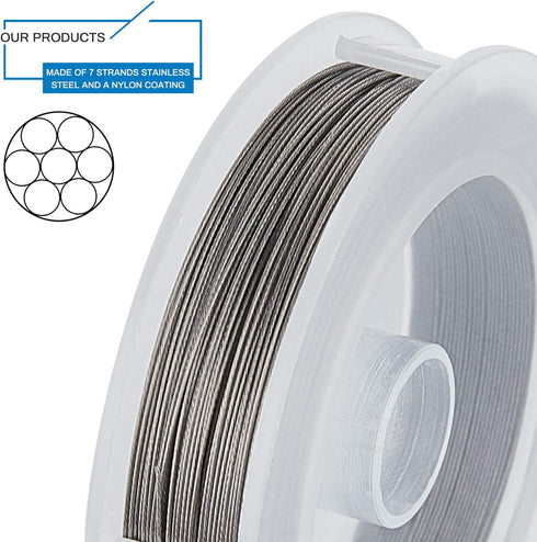 BENECREAT 7 Strands 260FT 0.38MM Stainless Steel Bead String Wire Tarnish Resistant Steel Wire for Necklace Bracelet Making...