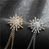 Snowflake Rhinestone Brooches, Hanging Chain Tassel Badge, Gold Silver Snowflake Long-chain Brooches Shirt Collar Lapel Pin for Men Women Suit Acc...