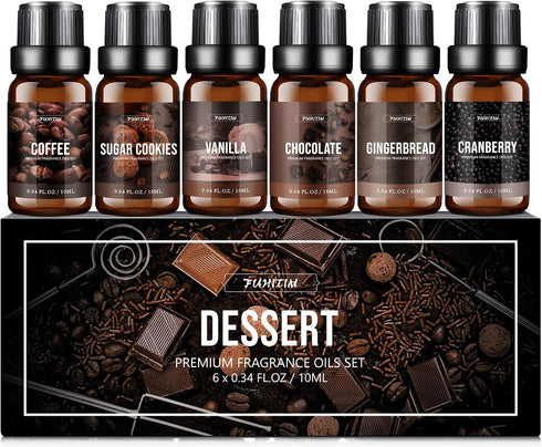 Fragrance Oil Dessert Set, Scented Oil for Soap & Candle Making, Essential Oils for Diffuser-Coffee, Vanilla, Chocolate and More(6 * 10ML)...