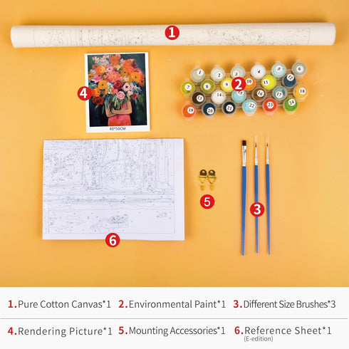 TUMOVO Adult Paint by Number Kits On Canvas Girls with Flowers Paint by Numbers DIY Acrylic Painting by Numbers Kids Paint-by-Number Kits Abstract...