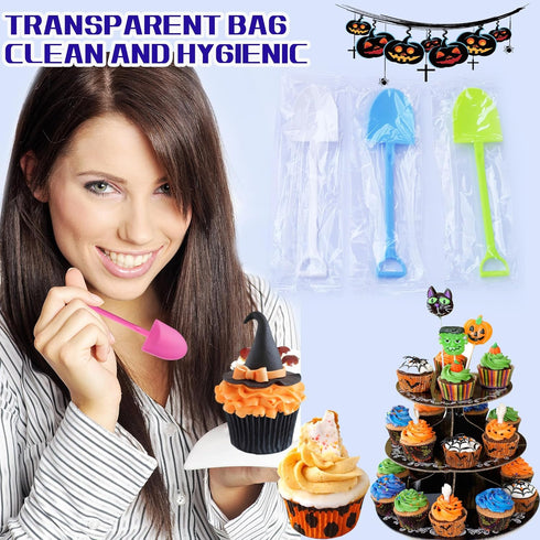 Novelty Mini Shovel Shape Spoons Cute Disposable Plastic Dessert Spoons...