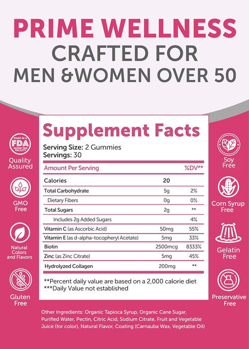 Lunakai Collagen Gummies with Biotin for Men & Women Over 50 - Delicious Proprietary Formula with Zinc Vitamin C & E - Anti-Aging & Joint Support ...