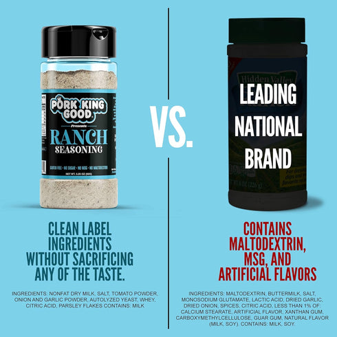 Pork King Good Ranch Seasoning for Cooking and Popcorn Seasoning - Keto Friendly, Paleo, No MSG, Gluten Free (Ranch, Single Shaker)...