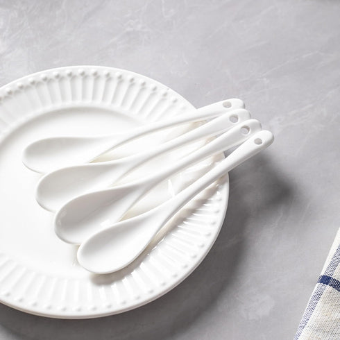 6PCS Porcelain White Coffee Spoons Espresso Spoons Tea Sauce and Desserts Ceramic Spoons...