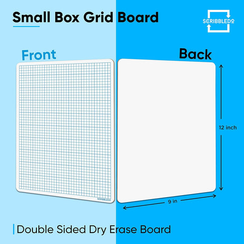 SCRIBBLEDO Dry Erase Graph Whiteboard 9" x 12" Double Sided Dry Erase Board with Grid for Home, School, Classroom, kids and Students Portable Grid...