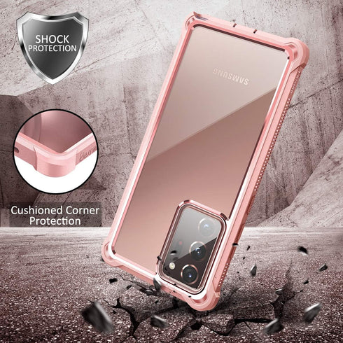 Dexnor for Galaxy Note 20 Ultra Case with Screen Protector Clear Electroplated Metal 360 Full Body Rugged Protective Shockproof Hard Cover Heavy D...