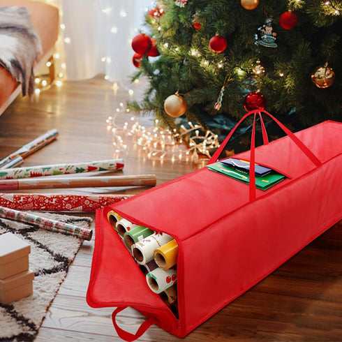 Christmas Wrapping Paper Holder, Wrapping Paper Storage Bag for Christmas Paper Rolls, Resistant 41 inch Wrapping Paper Organizer Storage Containe...