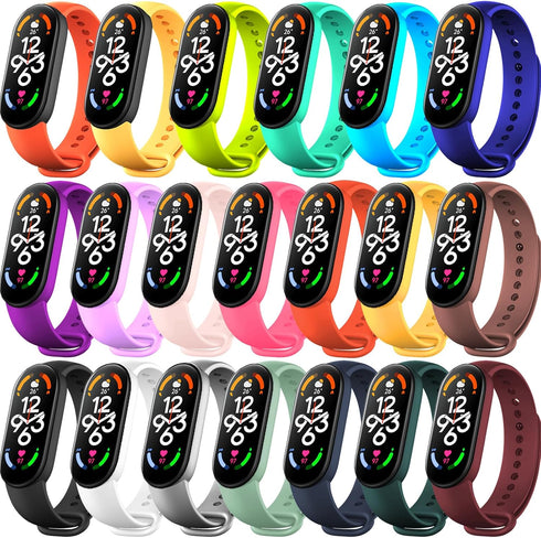 BANGTING 20 Pieces Strap Replacement Compatible with Xiaomi Mi Band 7/6 / 5 and Amazfit Band 5, Bands for Xiaomi Mi Band 7 Bracelet Wristbands Acc...