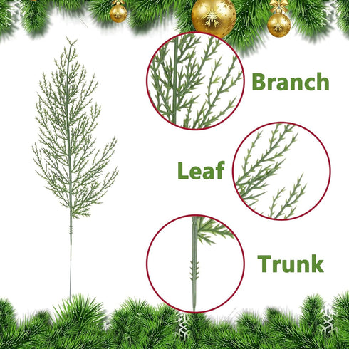 Alpurple 25 PCS Artificial Pine Branches-13.7 Inches Fake Greenery Plants Pine Sprigs-Faux Pine Leaves Picks for DIY Garland Crafts Christmas Embe...