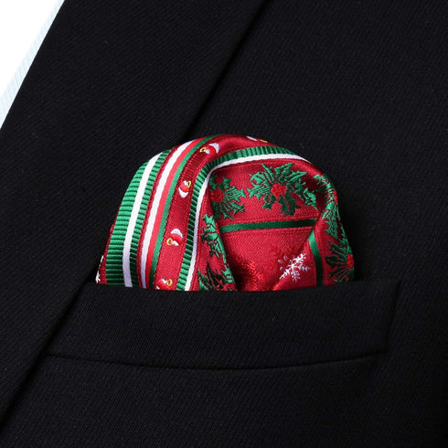 HISDERN Christmas Bow Ties for Men Xmas Self-tied Bowties and Pocket Square Set Festival Woven Bowtie Handkerchief...