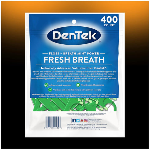 DenTek Fresh Breath Floss Picks, Mint Flavor, 400 Floss Picks...