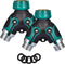 2 Way Hose Splitter Y Connector with Comfortable Rubber Grip and 360 °Rotatable Top Quick Connect Garden Hose Tee Equipment Valve Shut Off (Dark G...