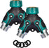 2 Way Hose Splitter Y Connector with Comfortable Rubber Grip and 360 °Rotatable Top Quick Connect Garden Hose Tee Equipment Valve Shut Off (Dark G...