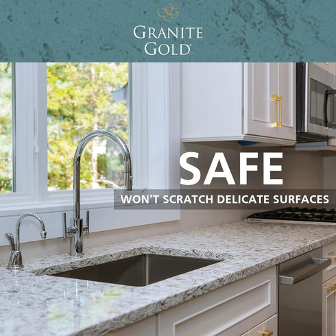 Granite Gold Surface Cleaner Wipes for Stainless Steel, Glass, Granite, Quartz, Marble Countertops, 40 Count (Pack of 1), White...