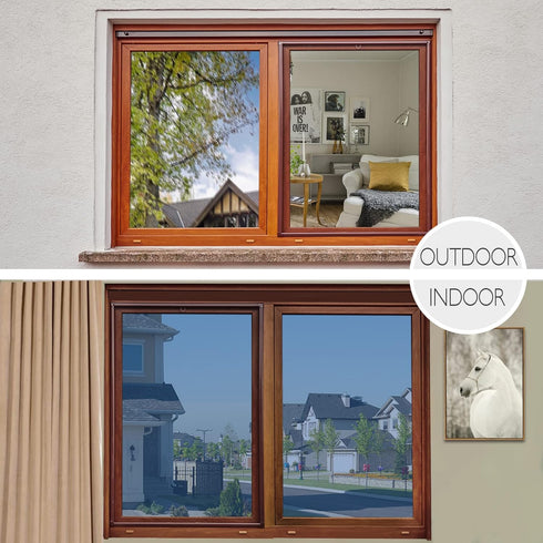 HIDBEA One Way Mirror Window Film Daytime Privacy, Heat Control Anti UV Reflective Window Tint for Home, Non-Adhesive Self Static Cling Window Sti...