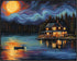 Posterizer 1 pcs- quaint old village-building in nature-night sky 8-Landscape & Nature Art-Floral Botanical Art- Decor for Home & Office- unframed...