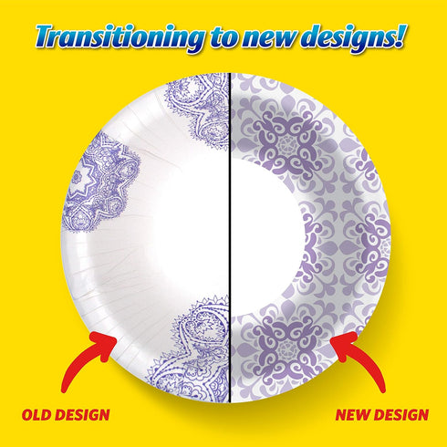 Glad Round Disposable Paper Bowls, Purple Victorian Design - Heavy Duty, Soak Proof, Cut-Resistant, Microwavable Bowl for All Foods & Daily Use, 1...