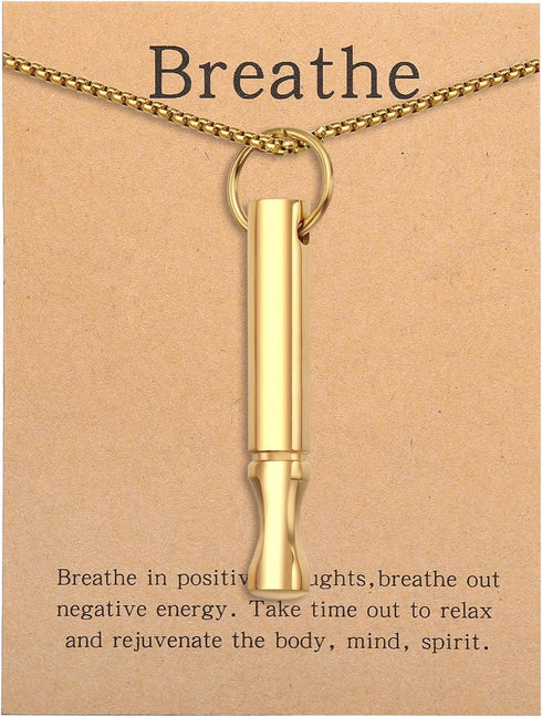 Mindfulness Breathing Necklace Stress Relief Pendant Stainless Steel Anxiety Breathe Necklace for Women Men...