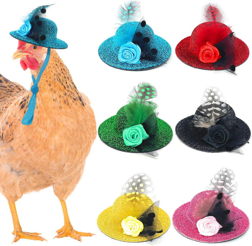 6 Pieces Chicken Hats for Hens fit Chicken Clothes Costumes for Chickens Hats for Chickens Bearded Dragon Costume Tiny Hats Small Animal Hats Doll...