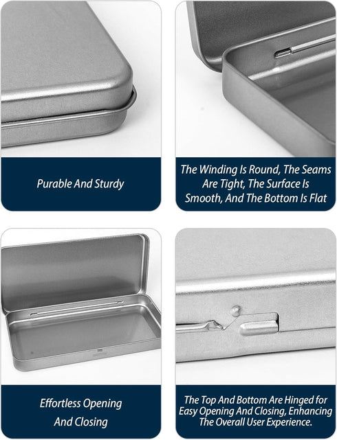 3 Pack Metal Tin Box with Lid, Metal Rectangular Tins With Hinged Lid, Portable Storage Box Containers, for Storage Drawing Pin Candies Jewelry Cr...