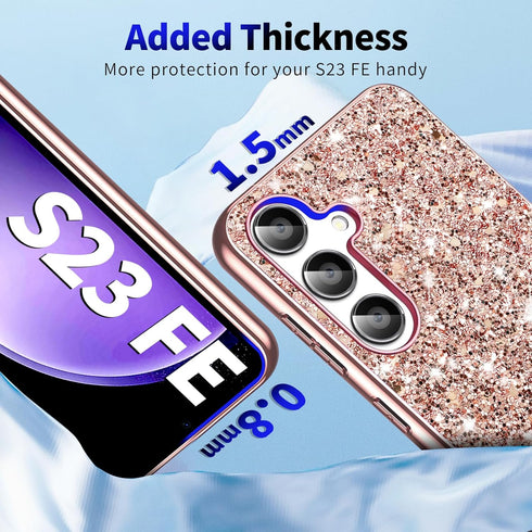 S23 FE Glitter Case for Samsung Galaxy S23 FE 5G Phone Case for Women Girls, Slim Ultra Thin Matte Back Shockproof Protective Cover for Samsung S2...