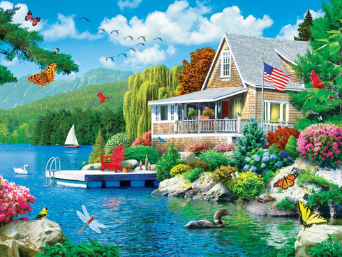 Masterpieces 300 Piece EZ Grip Jigsaw Puzzle - Lakeside Memories - 18"x24"...