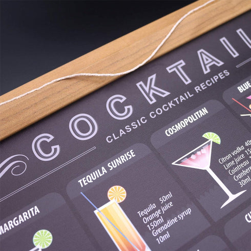 WEROUTE Cocktail Mixology Recipe Print Poster Drink Alcoholic Scroll Hanger Canvas Art Bar Pub Themed Kitchen Restaurant Home Wall Decor With Fram...