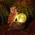 Solar Garden Statue Decor,Owl Standing On The Stone,Beside A Cracked Glass Ball with Warm Light,Polyresin for Patio, Lawn, Yard Art Decoration, Ho...