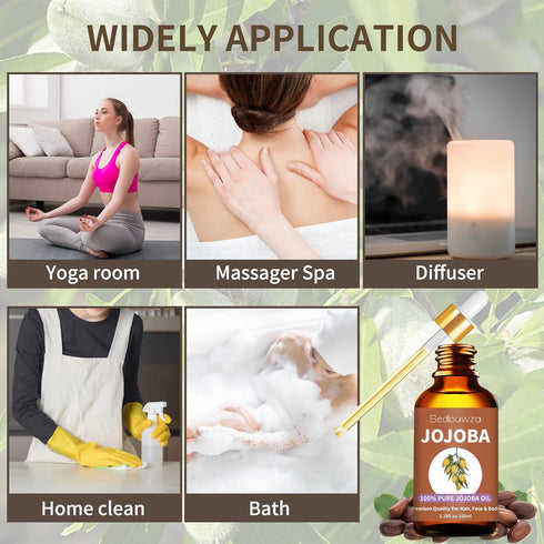 Sedbuwza Jojoba Oil, 100% Pure Organic Jojoba Oil Cold Pressed Unrefined for Skin, Hair, Face and Nails - 3.38 FL OZ...