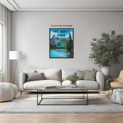 Posterizer 1 pcs-Happy Little Accidents-Bob Ross Quote-Landscape & Nature Art-Motivational & Inspirational Art-Gift for Art Lovers- unframed wall ...