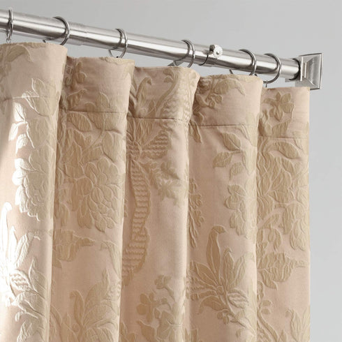 HPD Half Price Drapes Designer Damask Curtains for Room Decoration 96 Inches Long Faux Silk Room Darkening Curtains (1 Panel), 50W x 96L, Beige & ...