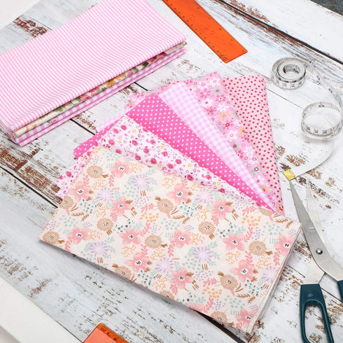 10 Pieces 20 x 20 Inch Cotton Fabric Quilting Floral Patchwork Pink Fabric Square Bundles Fabric for Sewing DIY Crafts Handmade Bags Clothing, Var...