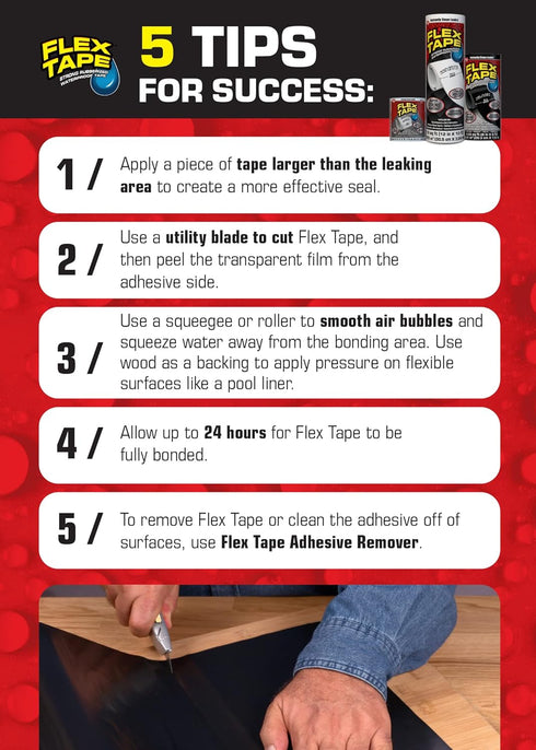 Flex Tape, Mini, Clear, Original Thick Flexible Rubberized Waterproof Tape - Seal and Patch Leaks, Works Underwater, Indoor Outdoor Projects - Hom...