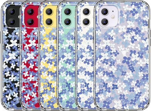 for iPhone 11 Case Clear 6.1 Inch with Floral Design, Cute Protective Slim TPU Cover + Shockproof Bumper for Women and Girls (Simple elegant Flowe...
