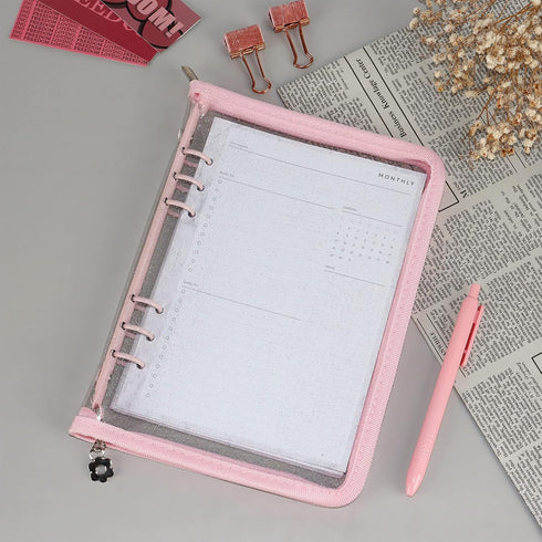 MultiBey A5 Binder 6 Ring Cover PVC Notebook Shell with Zipper, Sparkling A5 Budget Binder for Cash Budget System, Journaling, Planner (10'' x 7''...