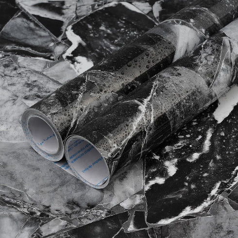 Kitico Marble Contact Paper for Countertops 15.7"x39.37" Peel and Stick Wallpaper Black White Marble Granite Vinyl Roll Self-Adhesive Removable Wa...