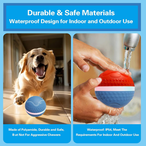 Peppy Pet Ball for Dogs, Smart Interactive Dog Toys Dog Ball with Led Flash Lights Active Rolling Ball for Large Dogs USB Rechargeable Wicked Dog ...