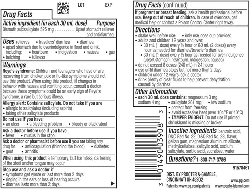 Pepto Bismol Liquid for Nausea, Heartburn, Indigestion, Upset Stomach, and Diarrhea - Fast Relief for 5 Symptoms, Original Flavor, 8 oz...