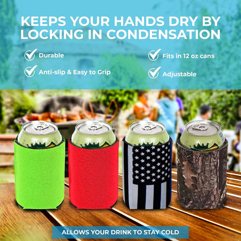 QualityPerfection Can Cooler Sleeve (6 Pack) 12 Oz Neoprene Collapsible Cooler Can, Insulated Can Holder, 4mm Thick Beer &Soda Can Cover, Police C...