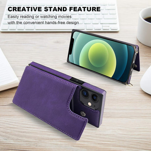 Bocasal Crossbody Wallet Case for iPhone 12 Mini Credit Card Holder PU Leather Kickstand Shockproof Detachable Cross Body Strap Lanyard Magnetic C...