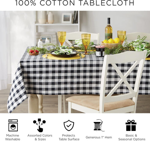 DII Buffalo Check Collection, Classic Farmhouse Tablecloth, 60 x 104, Antique Green...