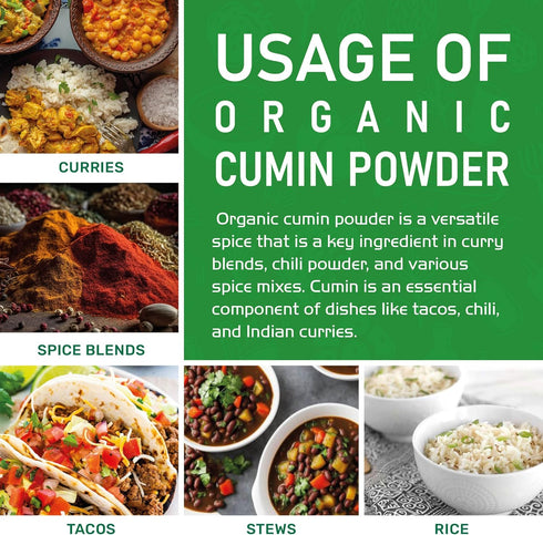 Jiva Organics Organic Ground Cumin Powder 7 ounce - 100% Pure & Non-GMO (Ground Cumin Seeds)...