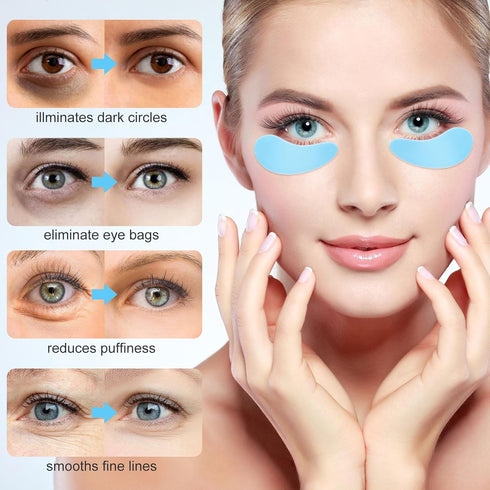 Under Eye Patches 4 Pairs, Silicone Reusable Eye Patches, Under Eye Mask for Skin Care Effect to Reduce Wrinkles and Fine Lines, Tin Case...