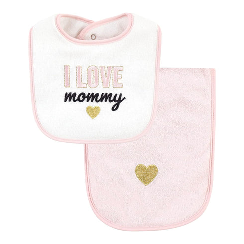 Hudson Baby Unisex Baby Cotton Terry Bib and Burp Cloth Set, Daddys Little Girl, One Size...