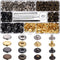 100 Set Snap Fasteners Leather Snaps Button Kit Press Studs with 4 Pieces Fixing Tools, 12.5 mm in Diameter...